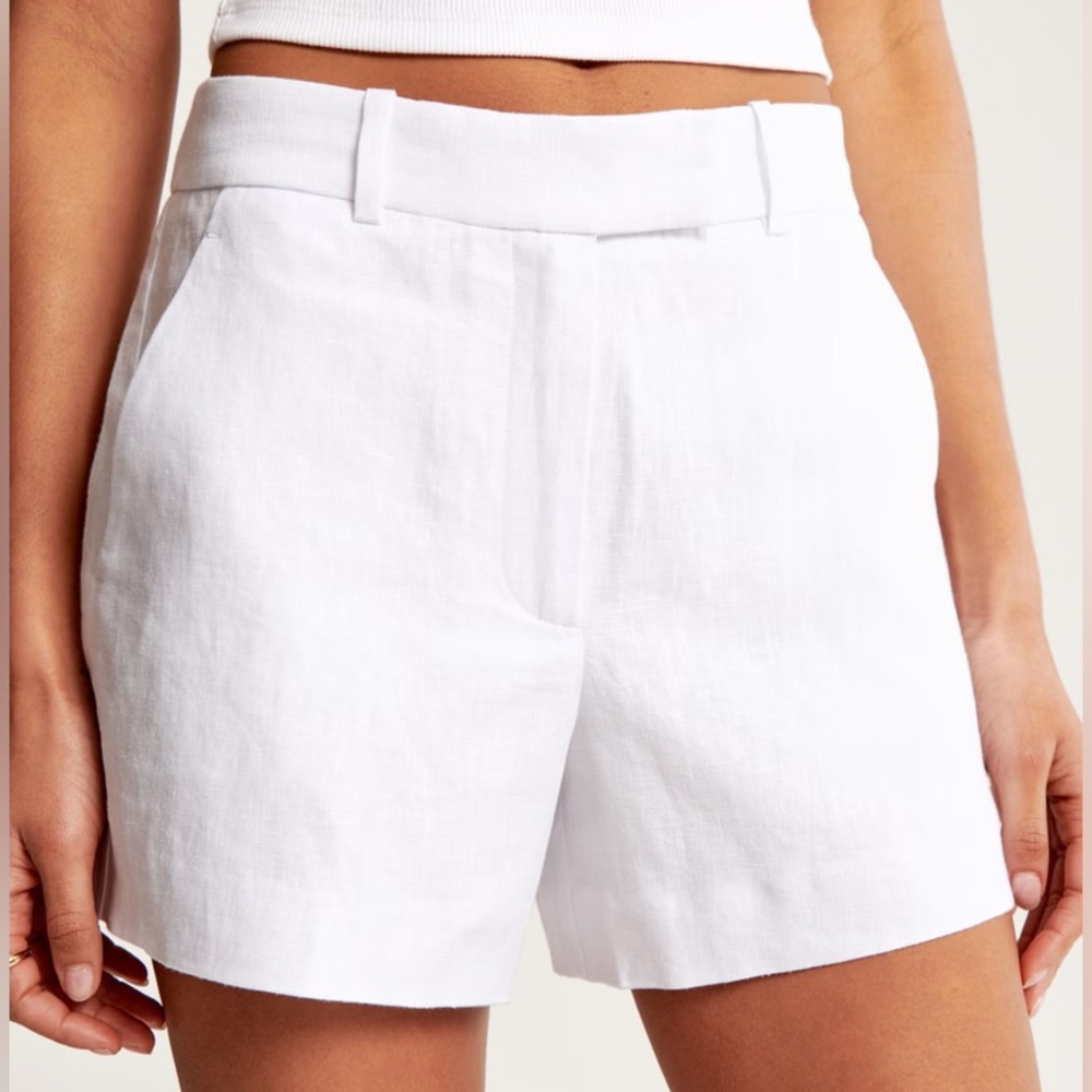premium linen fixed waist short
